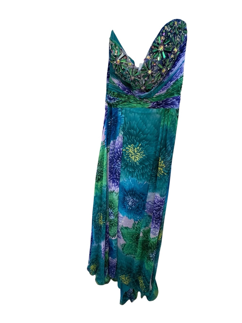 Tony Bowls Paris Strapless Beaded Floral Chiffon Gown Pageant Prom Dress 10